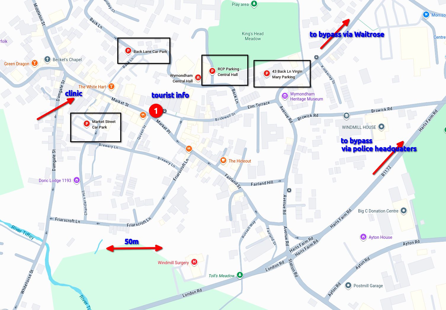 clinic map, Matrix, Wymondham